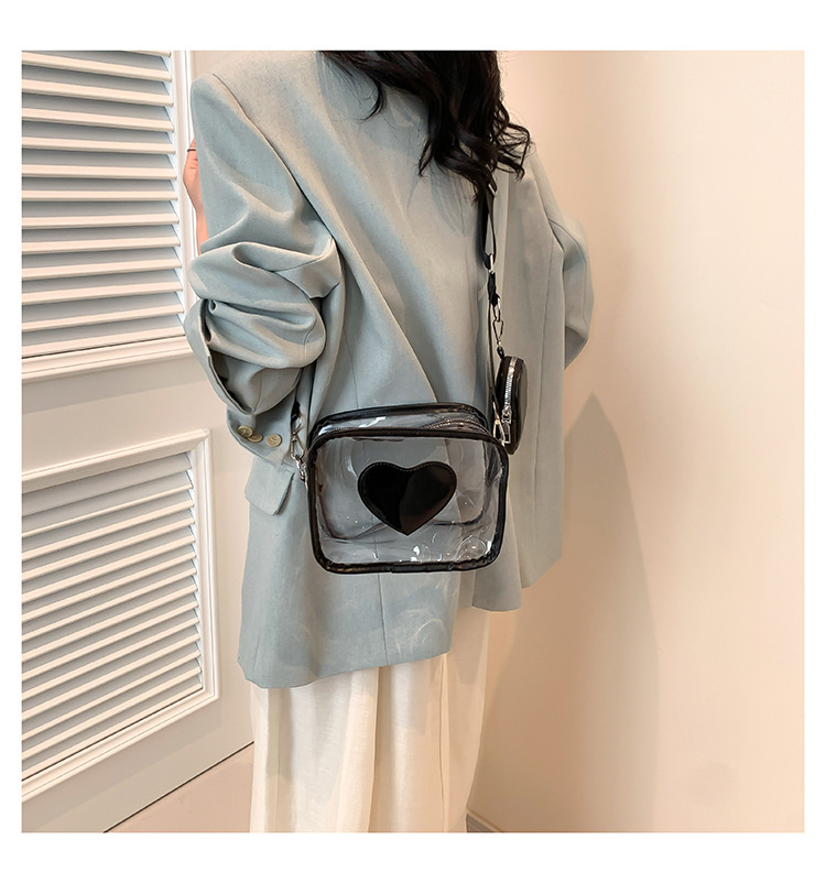 405g Weight Zipper Closure Type Single Shoulder Strap Strap Type Square Bag Bags Type Casual Occasion PVC Material Heart Shape Pattern Spring&Summer Season Women's Gender Streetwear Style Square Shape Women's PVC Heart Shape Streetwear Square Zipper Square Bag 12