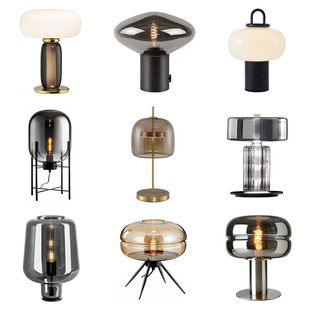 Source Factory Modern American Simple LED Creative Designer Art Decorative Model Room Bedside Glass Table Lamp
