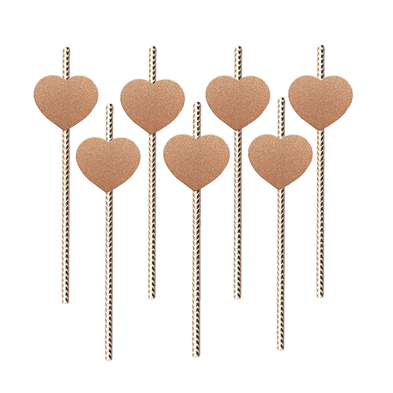 Pajita de papel de fiesta transfronteriza Tarjeta de amor de boda de San Valentín Postre degradable desechable Pajita decorativa de té con leche