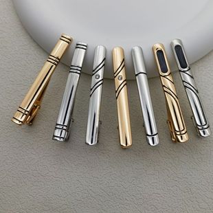 Men's Classic Business Tie Clip Set Creative Silver Fashion Tie Clip Black Gift Box Light Luxury Clip