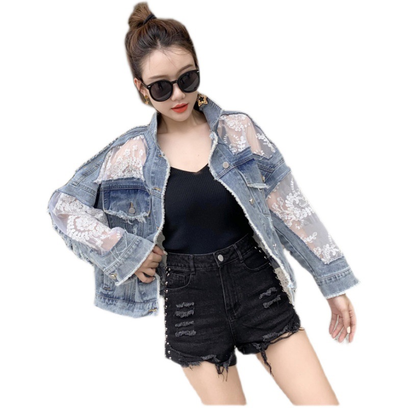 Women's Lace Mesh Short Jacket – Lightweight Sun Protection Top With Embroidered Details (Light Blue, S-3XL)_voghion.com
