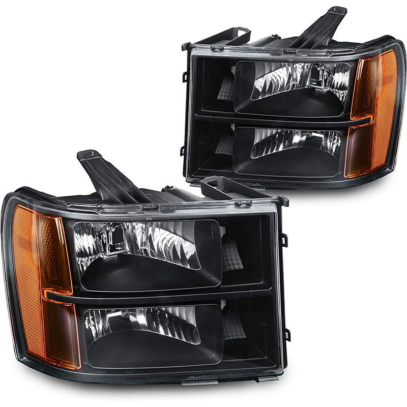 Aplicable a GMC07-13 Sierra faro medio ensamblaje halógeno original modelo negro con reflector lateral amarillo