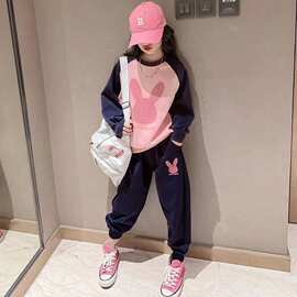 女童洋气韩版春秋装网红儿童运动衣服时髦套装中大童卫衣潮两件套