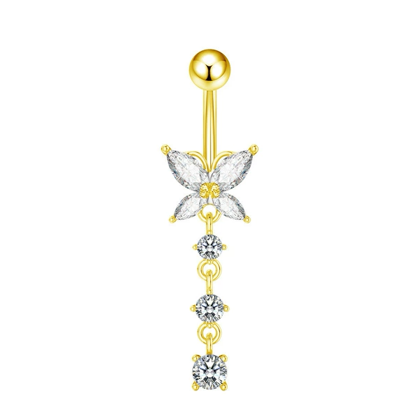 Butterfly style-gold-white zirconium