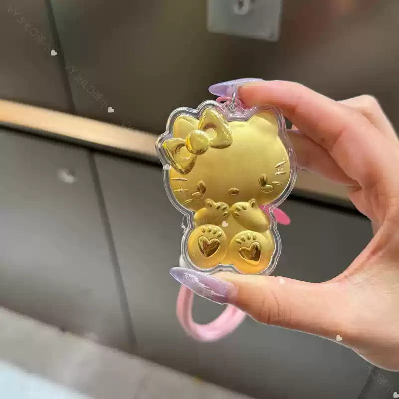 金箔黄金KT猫钥匙999足金招财哈喽猫手机挂坠包包挂件送女友礼物