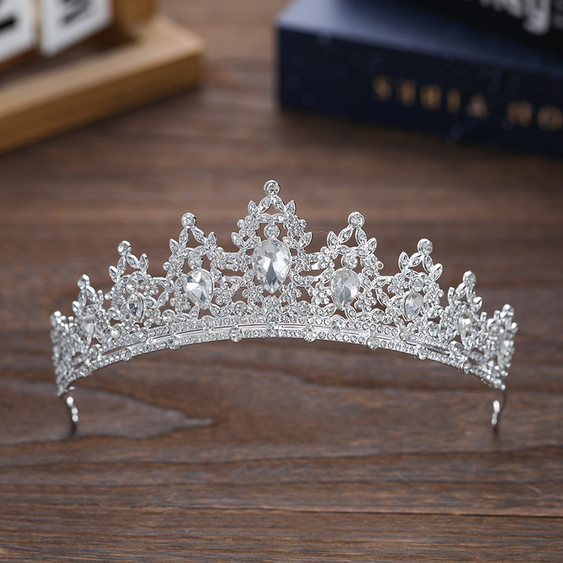 Corona de novia europea y americana color transfronteriza diamante banda de pelo barroco aleación corona vestido de boda accesorios para el cabello