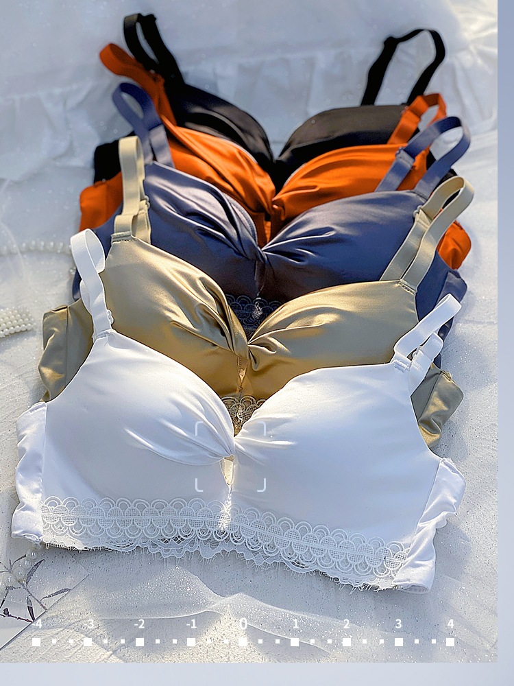 965 ropa interior de satén sedoso para niña sujetador push-up inalámbrico para mujer dulce soporte superior belleza espalda sujetador ajustable traje