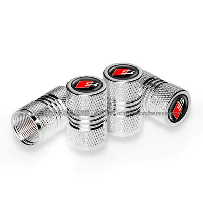 valve, Valve Caps A4L A6L Q3 - black-background-s-mark-4-silver-pieces