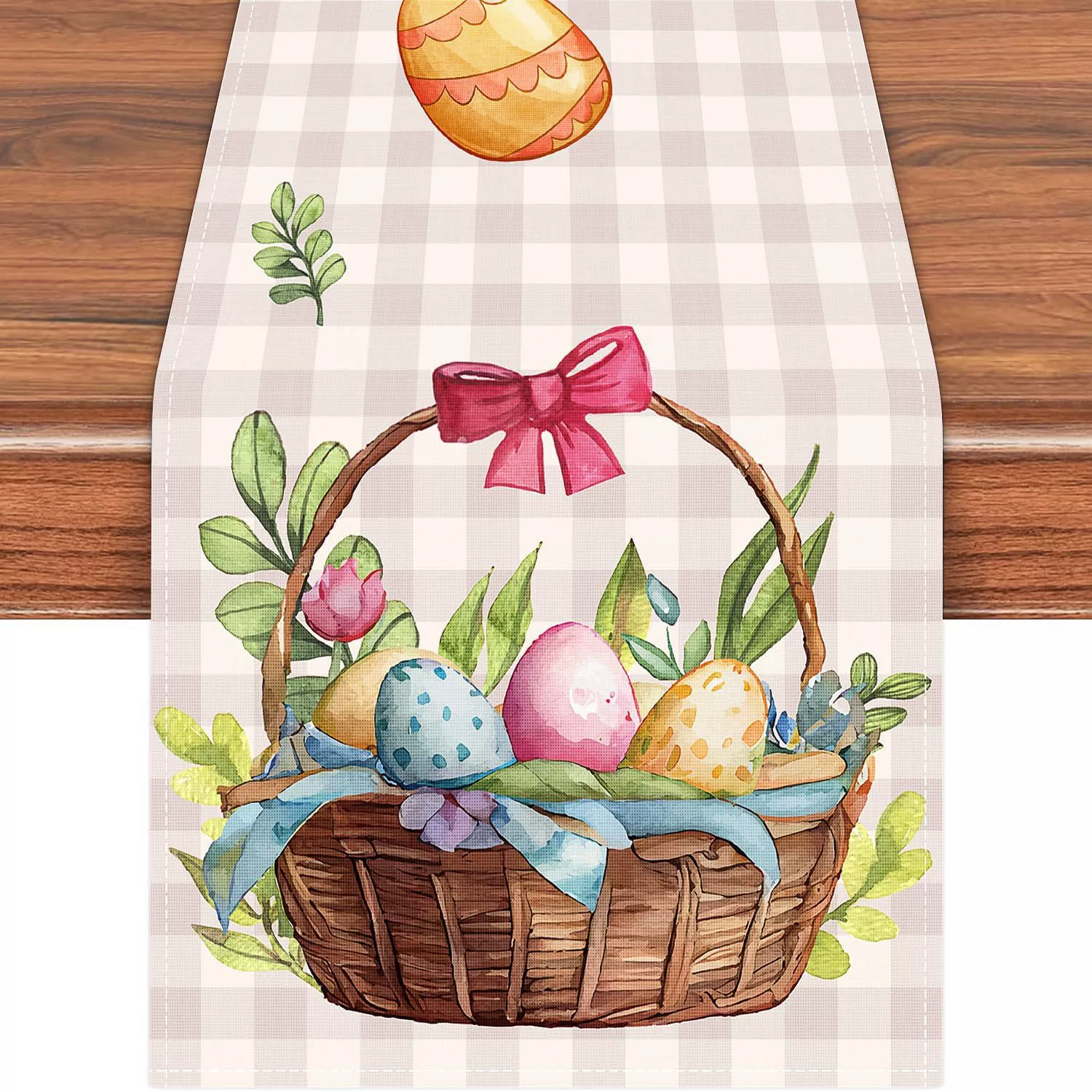 Amazon Best Selling Easter Bunny Egg Table Runner Restaurant Tabletop Holiday Party Home Decoration Table Runner