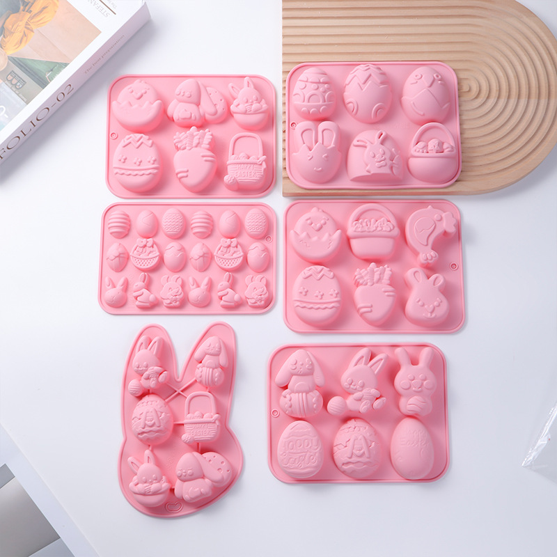 Huevos de Pascua en caliente conejo molde de silicona chocolate pastel horneado molde de huevo modelado grado alimenticio