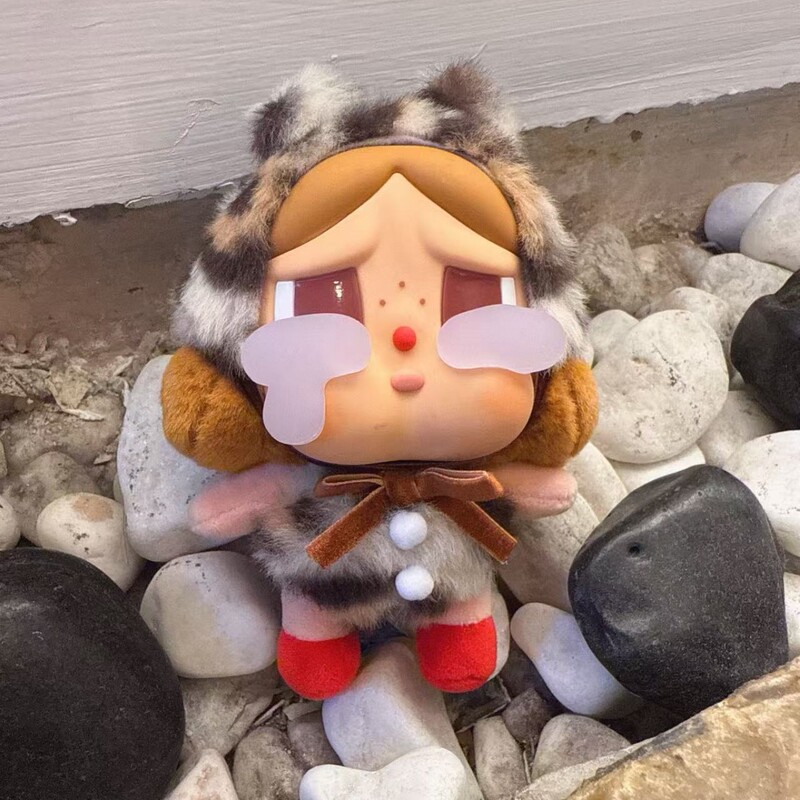 新款跨境哭娃crybaby盲盒眼泪工厂挂件豹豹猫搪胶脸毛绒公仔挂件|undefined
