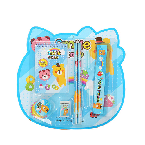 Creative student stationery eight-piece children's gift eight-in-one stationery set cute cartoon learning prizes wholesale