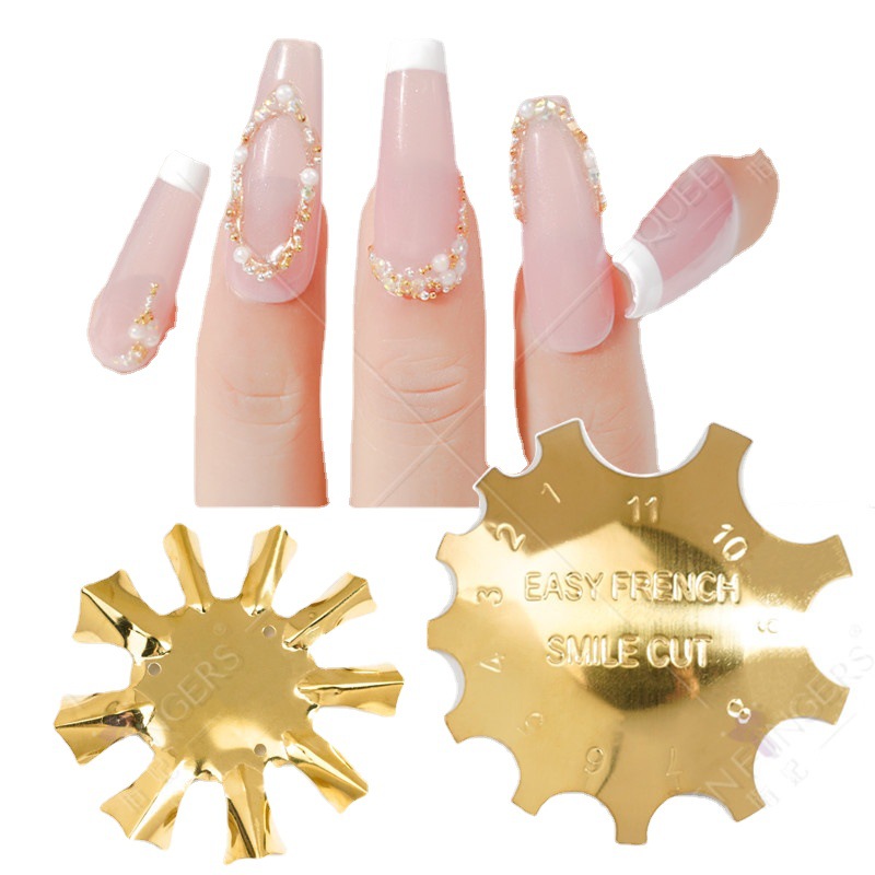 Herramientas de manicura de color titanio oro plata francesa placa de acero moldeado uña plantilla de acero inoxidable cristal moldeado uña