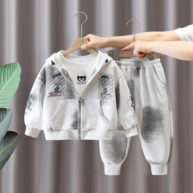 7606 traje deportivo para niños modelos de primavera y otoño 2025 nueva ropa casual para niños suéter con capucha de primavera traje de dos piezas