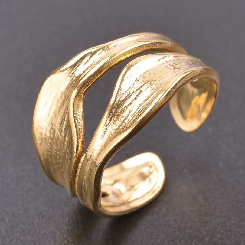 Women'S Gender PVD Coated Real Gold Plated 18K Gold Geometric 304 Stainless Steel Simple Style Waterproof Non Tarnish Open Ring
