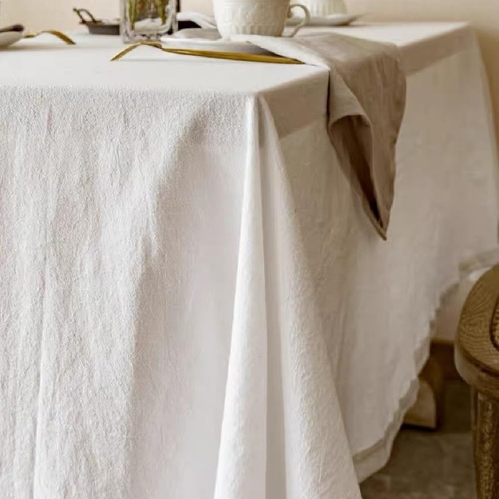 Mantel de Algodón Lavado Liso, Lino de Algodón Puro, Decoración de Boda al Aire Libre de Estilo Retro Francés, Fondo para Fotografía, Resistente al Desgaste y al Polvo