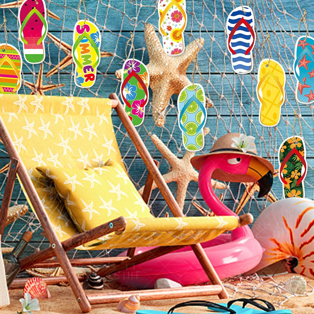Amazon Hawaii piscina fiesta decoración zapatillas Tarjeta de verano etiqueta de la pared Tarjeta de papel foto accesorios decoración cartón