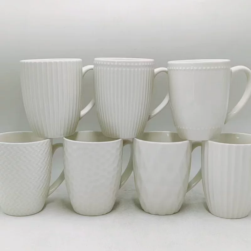 Чистая белая керамическая чашка с простой рельефной надписью mug кофе большая вместимость молочная чашка для питья воды офис