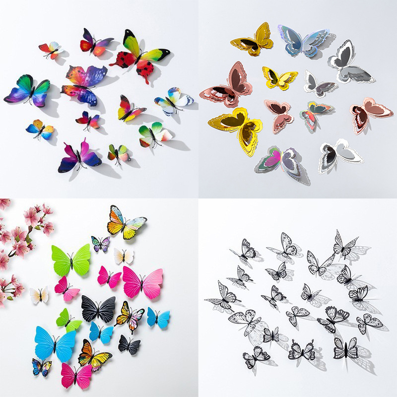 Simulación 3D de la escena de la mariposa tridimensional, accesorios, decoración de paredes, accesorios de pegatinas de pared de sentido avanzado, decoración del hogar