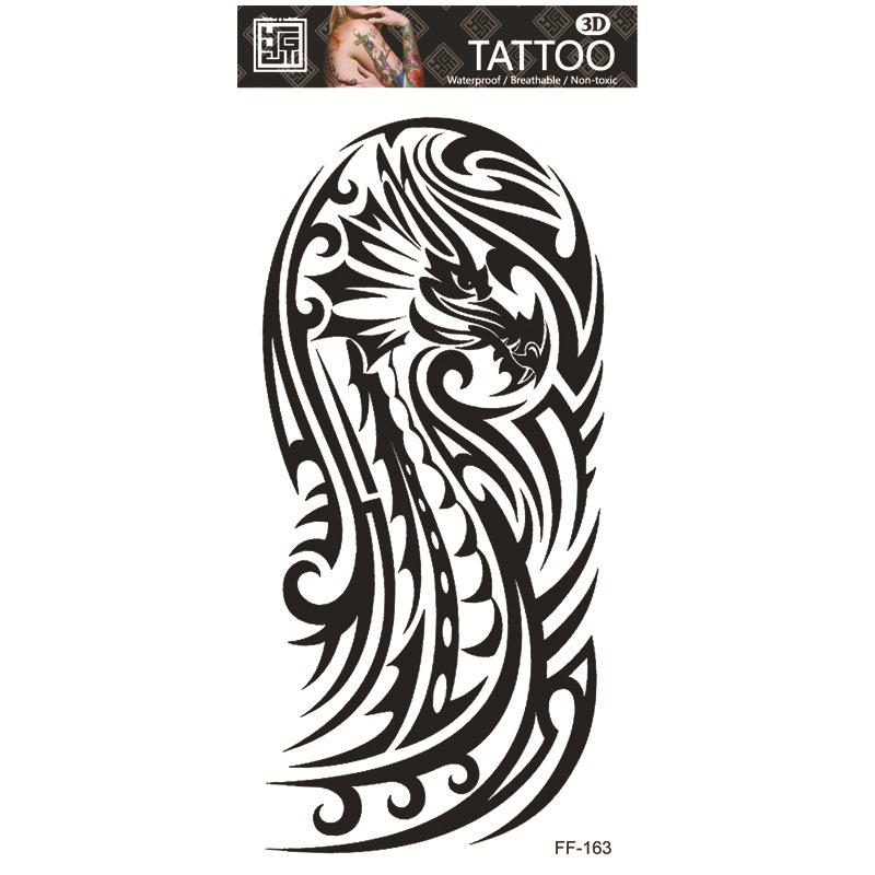 Yuanhua fábrica de pegatinas de tatuaje a prueba de agua en stock al por mayor cabeza de Lobo tótem texto árabe tatuaje pegatinas suministro transfronterizo