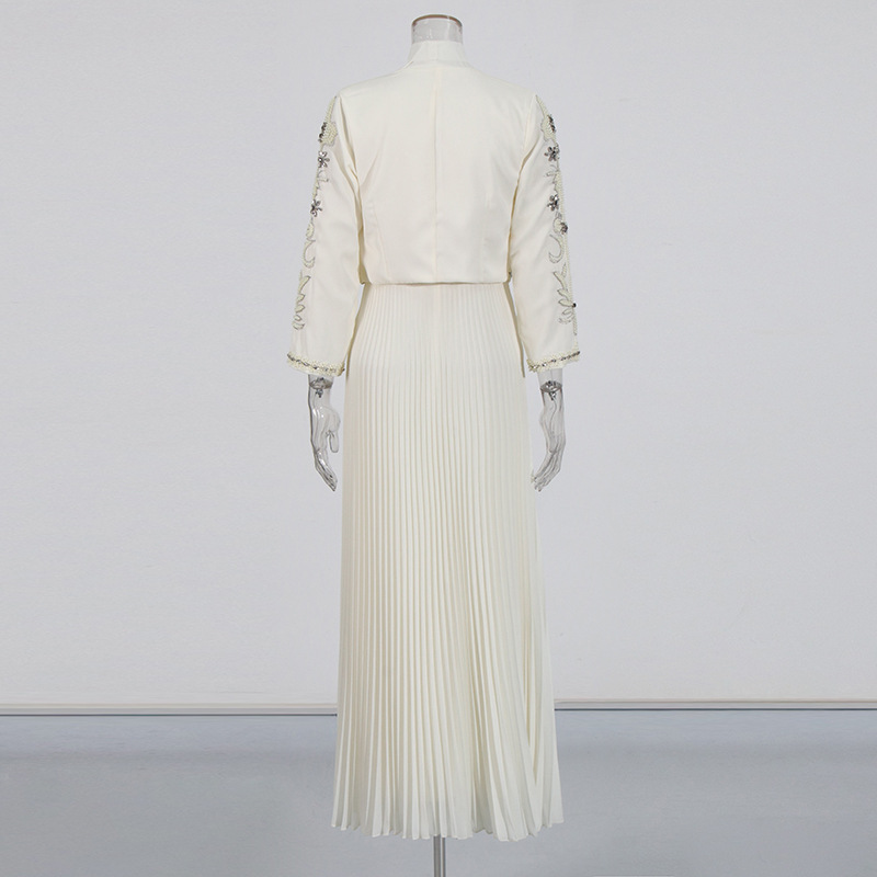 K Vintage Heavy Industry Diamond Set Two Piece New Embroidered Coat Slim Sleeveless Dress Set For Women_ecoleips.com