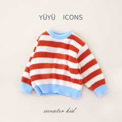韓版女童裝春款寬鬆條紋毛衣女寶春裝兒童上衣小清新女童針織衫