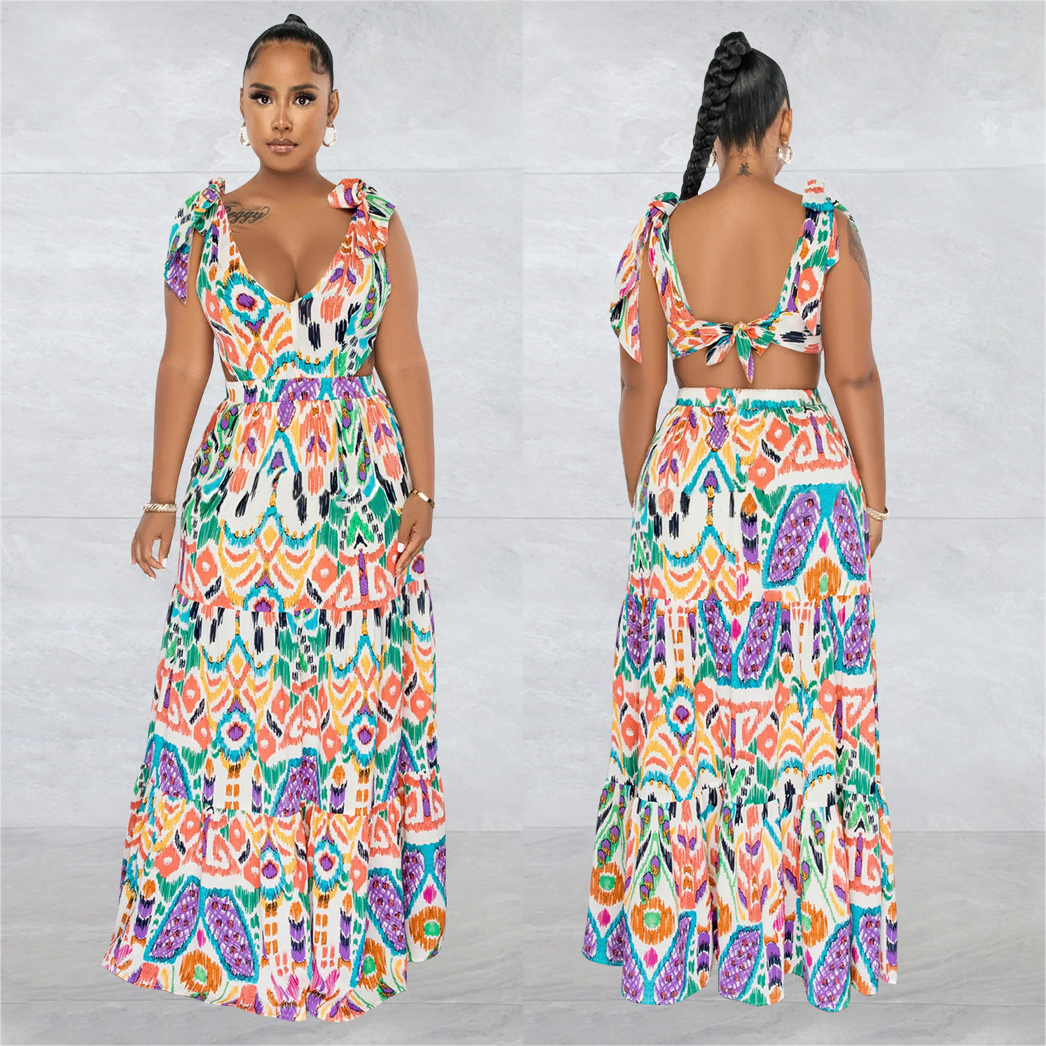 Women's Clothing fashion women's color sleeveless shoulder strap long skirt dress for women_mkmklike.com