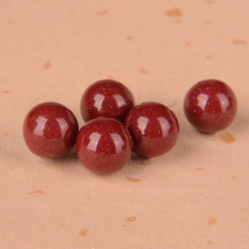 Natural Cinnabar Loose Beads Wholesale Purple Gold Sand Round Beads Semi-Finished Products with Beads DIY Loose Beads