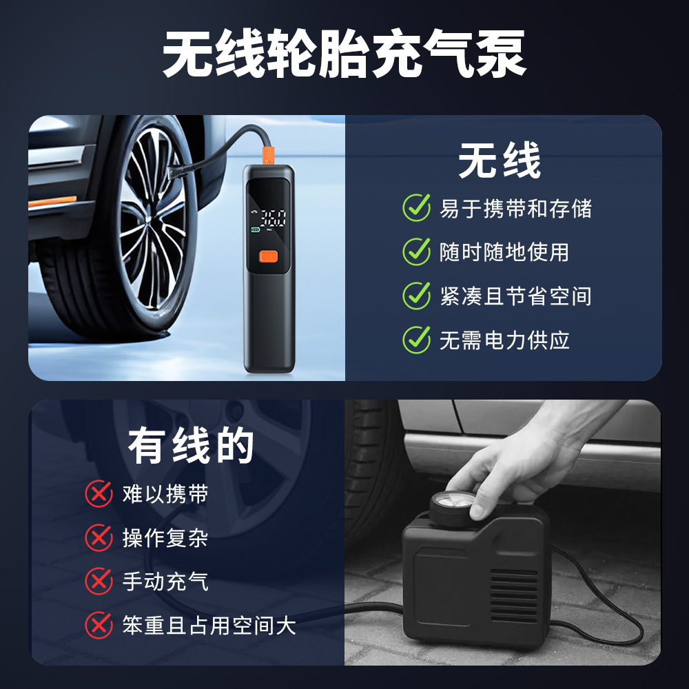 Car Air Pump Portable Car Air Pump High Power Electric Tire Air Pump Multi-Function Air Pump