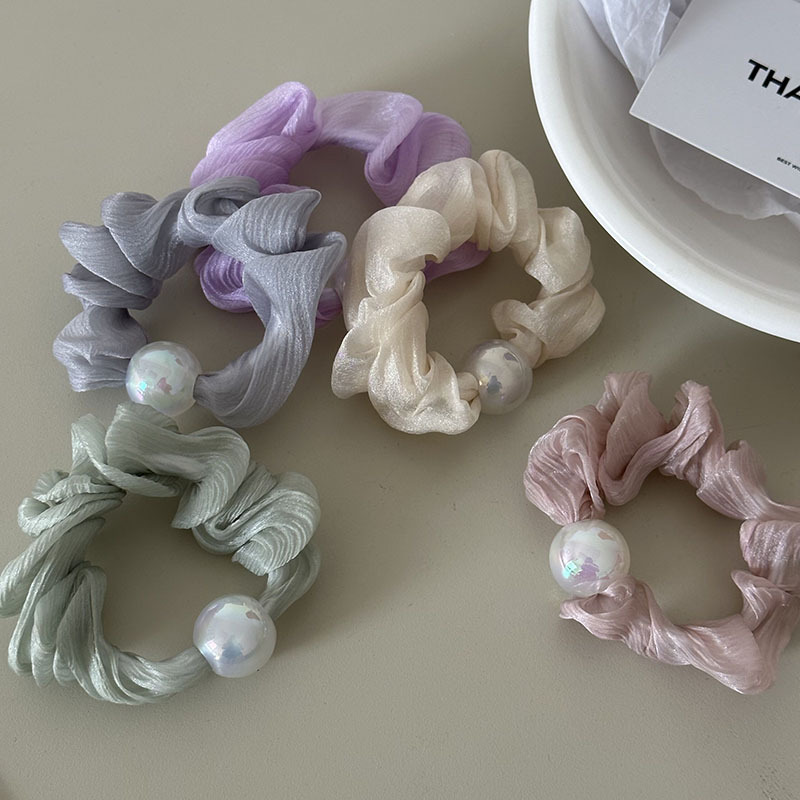 Round bead mercerized yarn sausage ring candy-colored fabric hair ring pleated cute girl's large intestine ring leather band hair accessories new styl_voghion.com