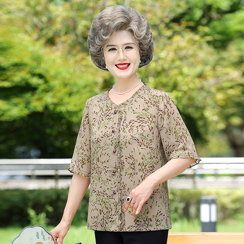 Среднего и пожилого возраста мама летняя 2024 новая рубашка