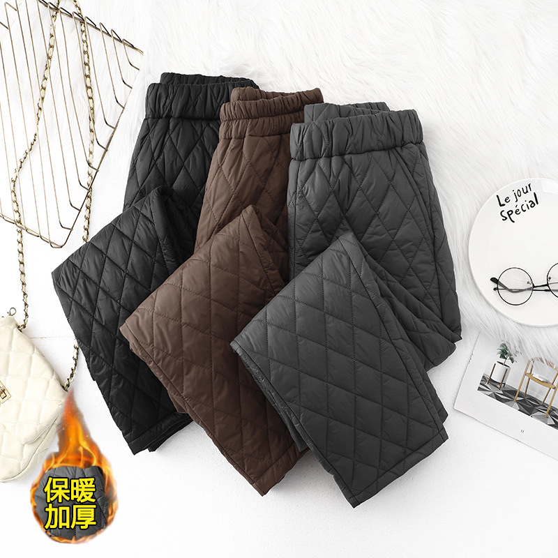 实拍羽绒棉裤女2025年外穿大码中老年妈妈裤子棉裤高腰奶奶裤轻薄