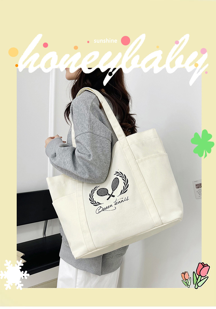 A new best-selling large-capacity casual canvas bag, a Korean-style fashionable and simple canvas bag for commuting to school full figure