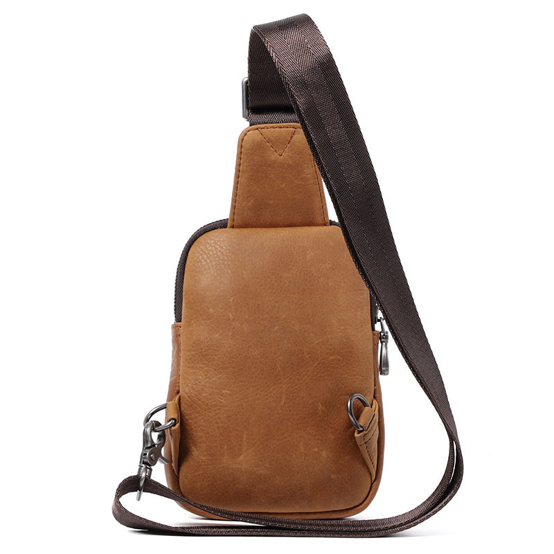 Túi đeo chéo nam mini da bò lớp đầu 13x5x19 cm — Màu đen chi tiết 10