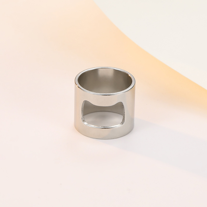 Men'S Gender Polishing Design Casual Style 1 Piece Casual U Shape Titanium Steel Polishing Rings