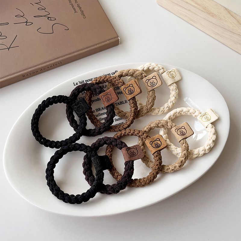 Otoño y invierno curry osos anillo de cabello para mujeres simple cuerdas de cabello de alta elasticidad no lesionar cuerdas de cabello de cola de caballo adornamiento para el cabello