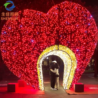 婚礼装饰led造型灯户外爱心形拱门时光隧道灯公园 造型文旅景观灯