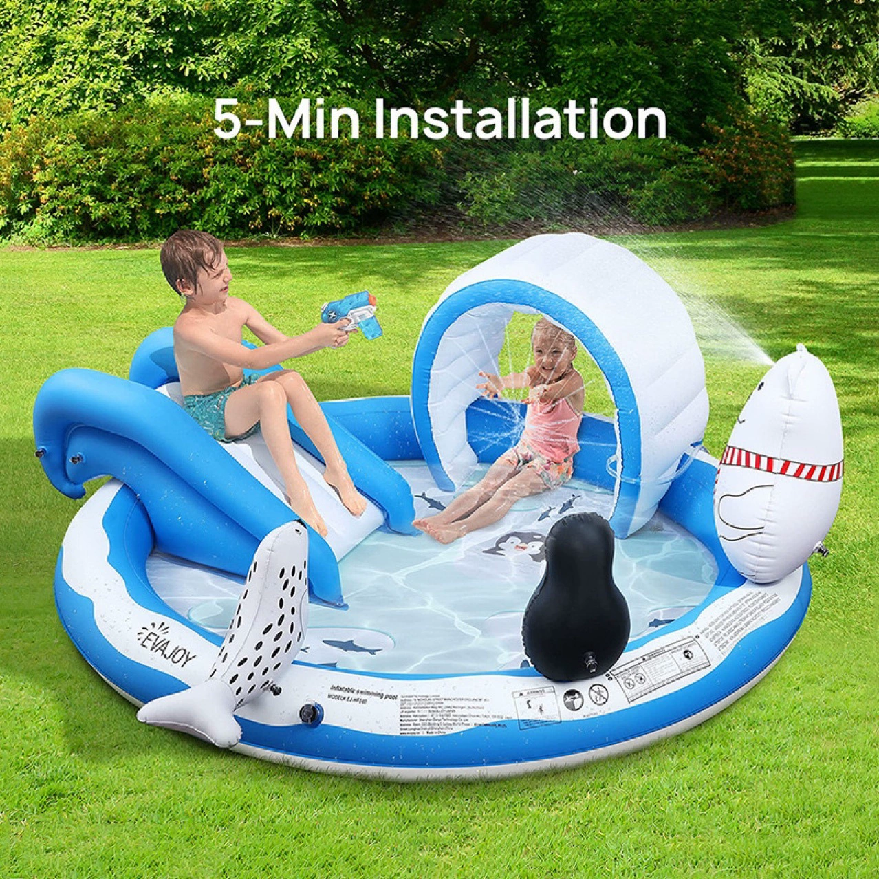 Надувной пингвин фонтан слайд кит четыре части игрушки на открытом воздухе газон разбрызгиватель бассейн для дома круглый морской бассейн