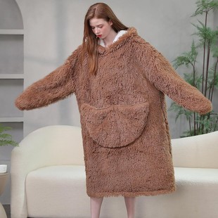 ����hoodie blanket��ɫ�Lë�q�¿�Ҿӷ�����̺�Bñ���˺�˯��