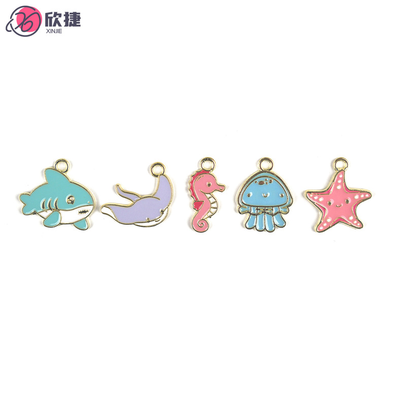 Marine Animals Shark Starfish Jellyfish Seahorse DIY Alloy Oil Dripping Accessories Keychain Pendant Cross-Border Hot Sale Marine Animals Shark Starfish Jellyfish Seahorse DIY Alloy Oil Dripping Accessories Keychain Pendant Cross-Border Hot Sale