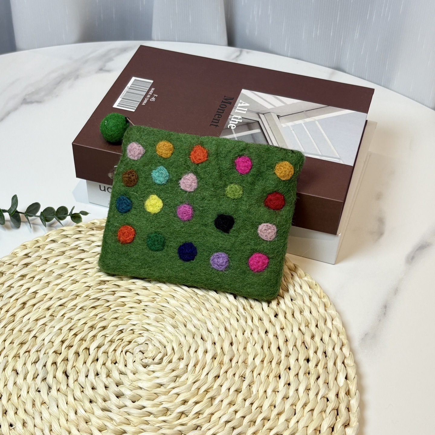 컬러 도트 그린 바닥 동전 지갑