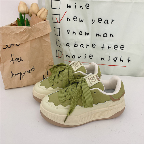 Korean Style Versatile Low-top Sporty Women's Shoes 2024 Spring Student New Thick Sole Canvas Shoes Women Fashion Hong Kong Style