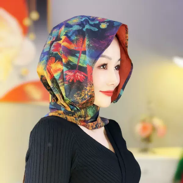 [Rib Forged Scarf Hat] Spring New Elegant Fashion Joker Scarf Hat Multi-use Windproof Sun-proof Ladies