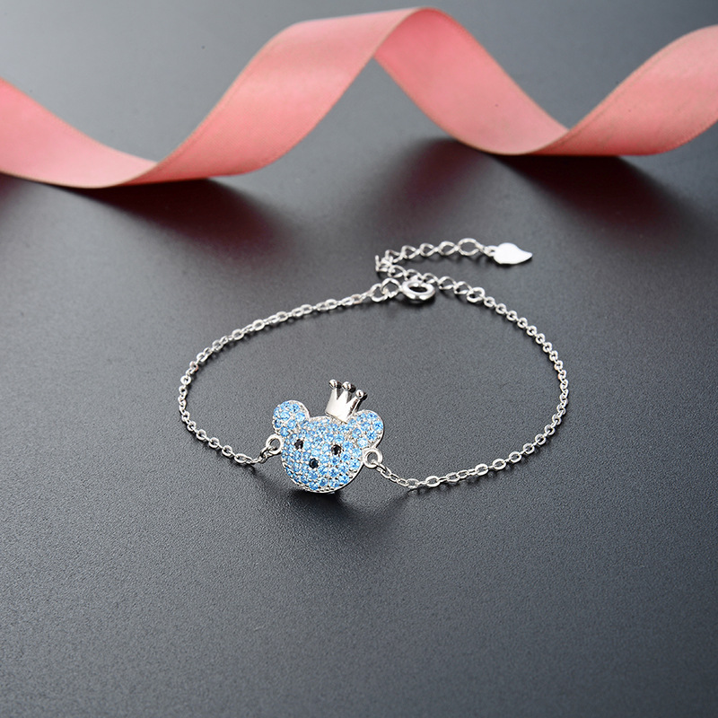 Diseño creativo joyería popular Corea del Sur Dongdaemun s925 pulsera de plata circón pulsera de las mujeres elegante pulsera de oso