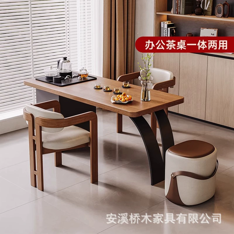 Новый китайский стиль, балконный чайный столик и стул, комбинированный бытовой чайный столик из цельного дерева для маленькой квартиры, легкий роскошный чайный столик, современный простой журнальный столик для отдыха