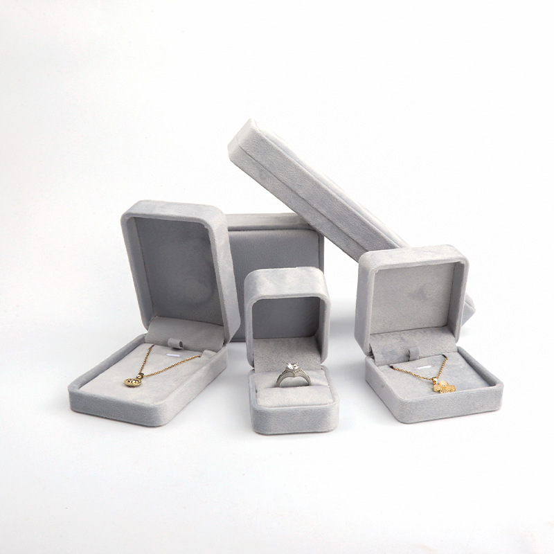 Caja de joyería de terciopelo de alta gama, caja de embalaje de terciopelo para anillos, pulseras, pendientes, cadenas largas, caja de regalo para joyería