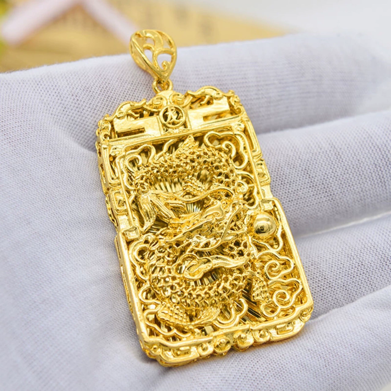 Плакетка/подвеска бренда Shajin Flame Dragon высокой подделки мужской доминирующий полый император зодиака дракон личность простой вьетнамский 24K золото