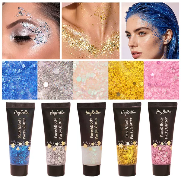 Cross-border bestseller: large glitter eyeshadow gel, waterproof and long-lasting, specially designed for stage makeup, laser glitter gel