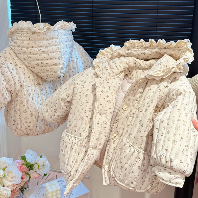 Демисезонная стеганая толстовка-худи, детская куртка для девочек, увеличенная толщина, детская одежда