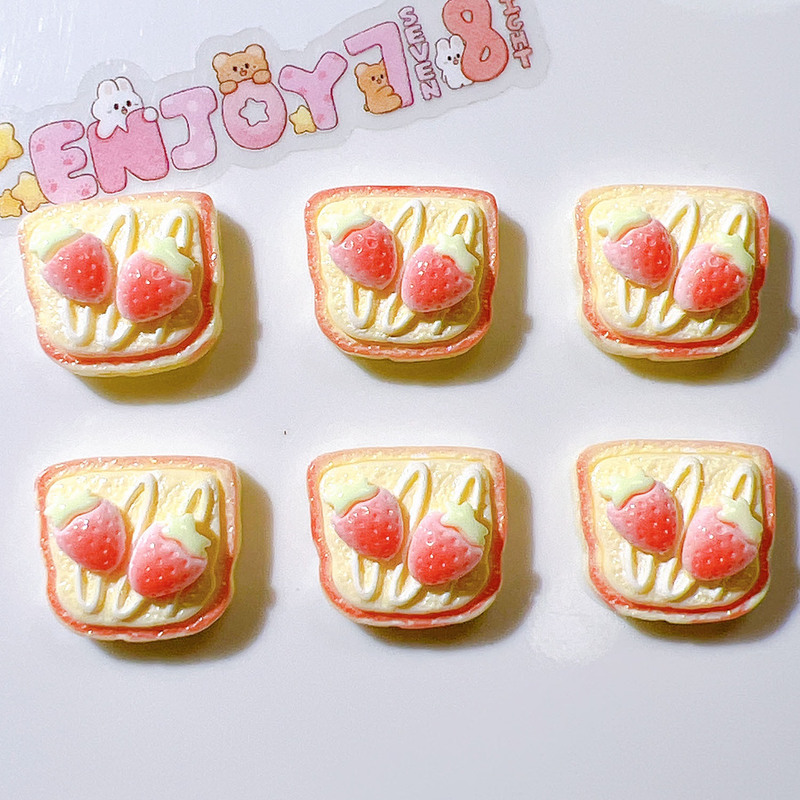 樹脂アクセサリー DIY 携帯電話ケースパッチ平底子供用帽子ベース素材クロスボーダーサプライ靴バックルイチゴパン|undefined